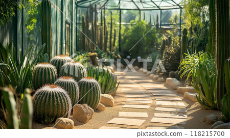 Flowering cactus in a botanical garden 118215700