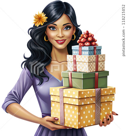 happy girl with gift box happy girl with gift box 118215852