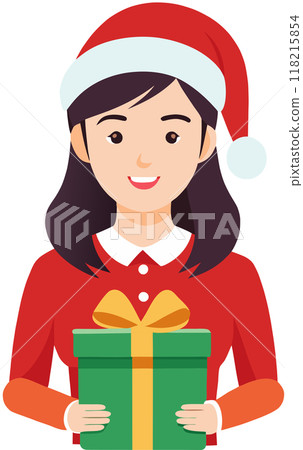 young santa hat holding 118215854