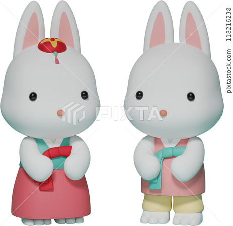 south korea traditional holiday chuseok rabbit character wear hanbok south korea traditional holiday chuseok rabbit character wear hanbok 118216238