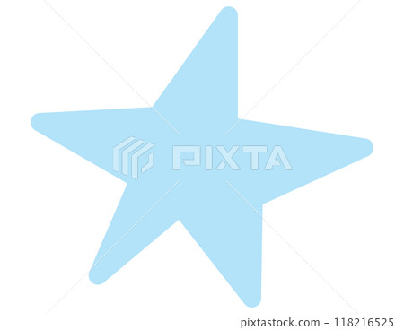 illustration showcases a serene sky blue star shape, offering a calming visual with its soft hue against a pristine white background. 118216525