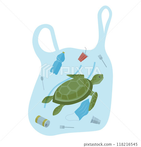 Ocean pollution vector illustration. The eco-conscious community advocates for sustainable solutions to address ocean contamination The ocean pollution concept sheds light on interconnected nature 118216545
