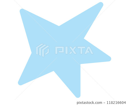 illustration showcases a serene sky blue star shape, offering a calming visual with its soft hue against a pristine white background. 118216604