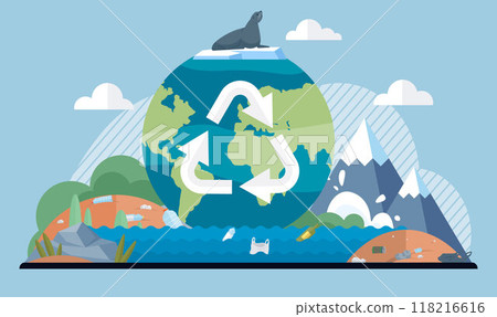 Ocean pollution vector illustration. The harm caused by ocean pollution extends beyond waters surface Toxins and impurities in ocean water compromise health marine organisms The destruction aquatic 118216616