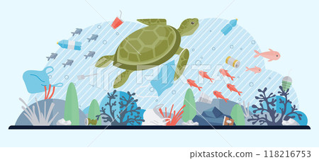 Ocean pollution vector illustration. The ocean pollution metaphor serves as stark reminder our impact on seas Contamination ocean with toxins poses direct threat to marine biodiversity Ocean pollution vector illustration. The ocean pollution metaphor serves as stark reminder our impact on seas Contamination ocean with toxins poses direct threat to marine biodiversity 118216753
