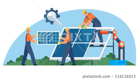 Solar panel vector illustration. Sustainable energy practices are essential for greener future Solar panels symbolize shift towards clean and renewable energy sources Environmental conservation Solar panel vector illustration. Sustainable energy practices are essential for greener future Solar panels symbolize shift towards clean and renewable energy sources Environmental conservation 118216813