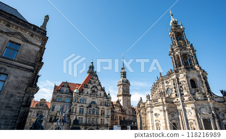 Dresden Cathedral of the Holy Trinity (Katholische Hofkirche) at Theaterplatz in Dresden, Saxony, Germany Dresden Cathedral of the Holy Trinity (Katholische Hofkirche) at Theaterplatz in Dresden, Saxony, Germany 118216989