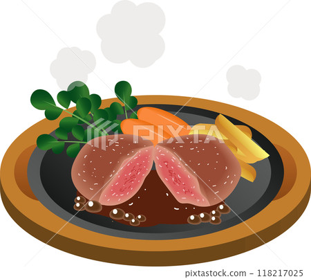 鐵板上罕見的漢堡牛排 鐵板上罕見的漢堡牛排 118217025