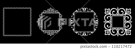 Set of decorative frames Elegant vector element for design in Eastern style, place for text. Floral black and white borders. Lace illustration for invitations and greeting cards. Set of decorative frames Elegant vector element for design in Eastern style, place for text. Floral black and white borders. Lace illustration for invitations and greeting cards. 118217472