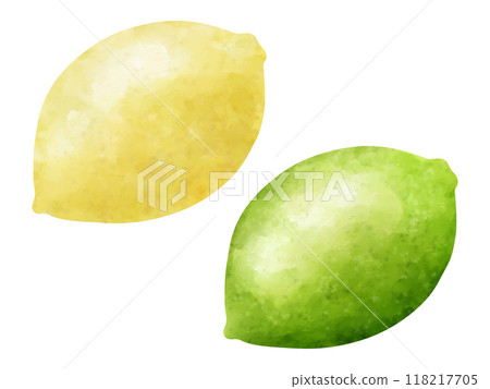 Watercolor lemon and lime illustration set 118217705