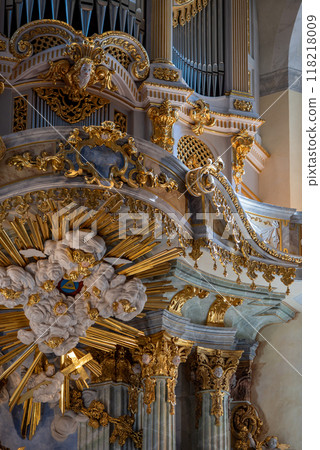 Interior of the Frauenkirche Church of Our Lady Lutheran church in Dresden, Saxony, Germany 118218009