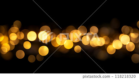 Golden bokeh lights create a magical ambiance, perfect for festive backgrounds 118218320
