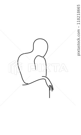 Minimalist line art featuring a contemplative figure, perfect for modern interior designs 118218665