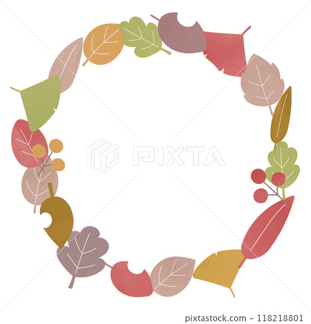 Autumn wreath-style frame, leaves, fallen leaves 118218801