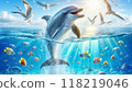 Dolphins having fun in the sea 118219046