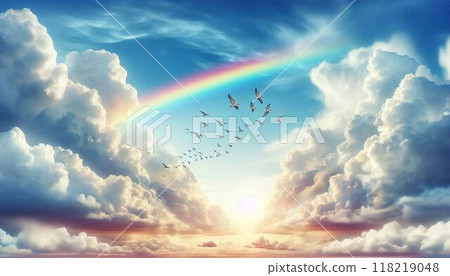 A beautiful sky with a rainbow 118219048