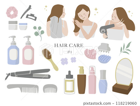一個女人做頭髮護理的插圖 118219060