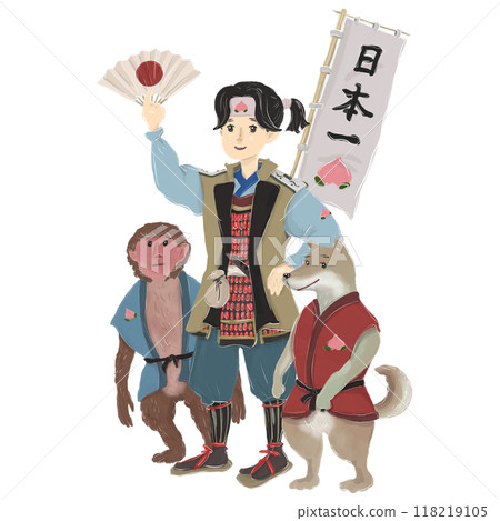 桃太郎與狗猴插畫 桃太郎與狗猴插畫 118219105
