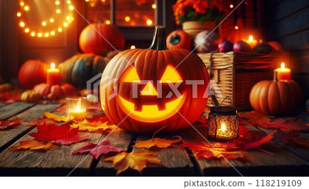 A pumpkin with a calm, dark atmosphere 118219109
