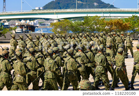 Ground Self-Defense Force members marching 118220100