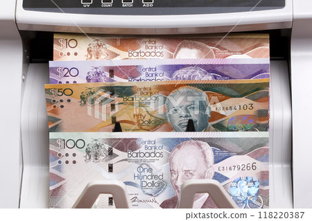 Barbadian dollar in the counting machine 118220387
