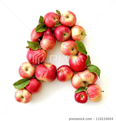 Letter A made from apples. Alphabet food 118220684
