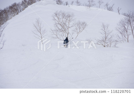 Snowboarders in the backcountry area of Niseko Annupuri in Kutchan, Abuta District, Hokkaido 118220701