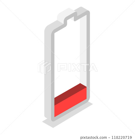 3D Isometric Flat Vector Set of Charging Level Batteries, Charge Indicator. Item 1 118220719