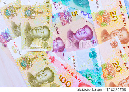 China National Bank issues Chinese yuan bills in various denominations China National Bank issues Chinese yuan bills in various denominations 118220768