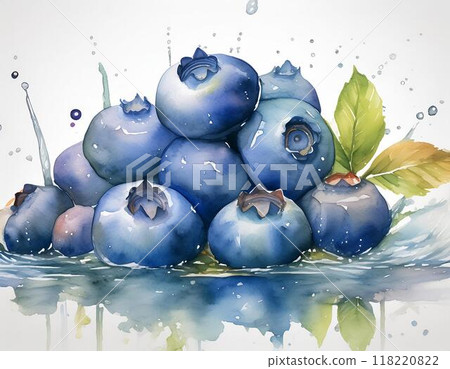 Blueberries painted in watercolor 118220822