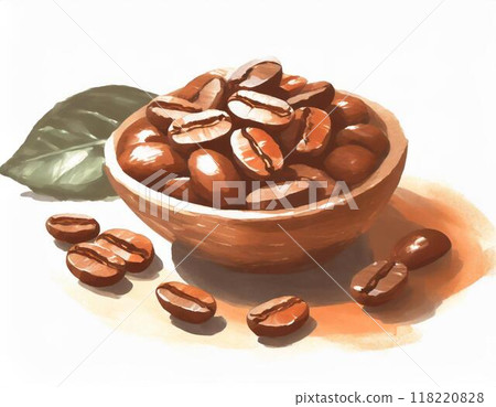 咖啡豆畫水彩 118220828
