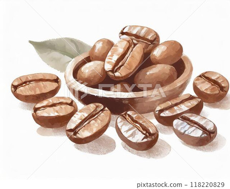 咖啡豆畫水彩 118220829