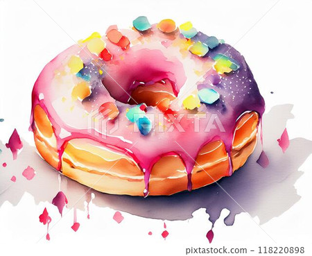Donuts painted in watercolor 118220898