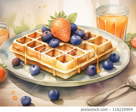 Waffles painted in watercolor 118220904