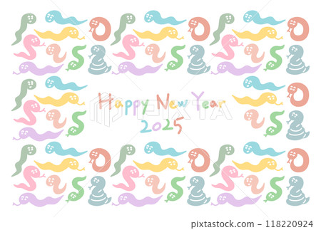 Colorful snake pattern New Year's card for 2025, Year of the Snake 118220924