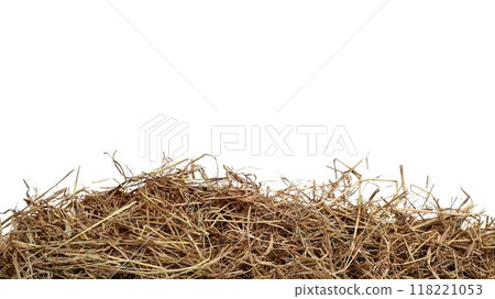 cut out image of lump of dry straw with clipping paths, against white background, highlighting the texture and individual strands for versatile design applications. cut out image of lump of dry straw with clipping paths, against white background, highlighting the texture and individual strands for versatile design applications. 118221053