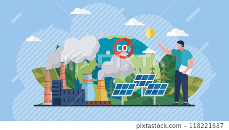 Carbon dioxide vector illustration. The carbon dioxide problem requires comprehensive global response Greenhouse gas emissions contribute significantly to environmental degradation 118221887