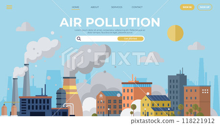 Air pollution vector illustration. Pollutions silent invasion is threat to delicate threads our ecological fabric Emission control is guardian angel shielding our atmosphere from devil pollution Air pollution vector illustration. Pollutions silent invasion is threat to delicate threads our ecological fabric Emission control is guardian angel shielding our atmosphere from devil pollution 118221912