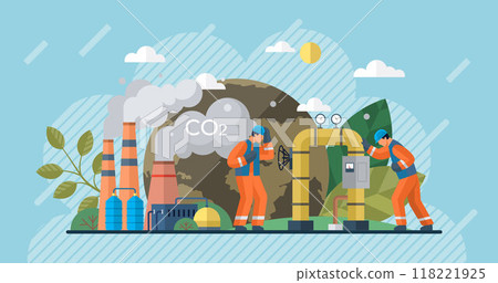 Carbon dioxide vector illustration. The co2 problem necessitates reevaluation human impact on environment Industrial emissions contribute significantly to poisoning atmosphere with carbon dioxide 118221925