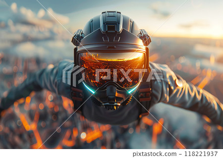 VR glasses technology metaverse, futuristic virtual world of digital reality. 118221937