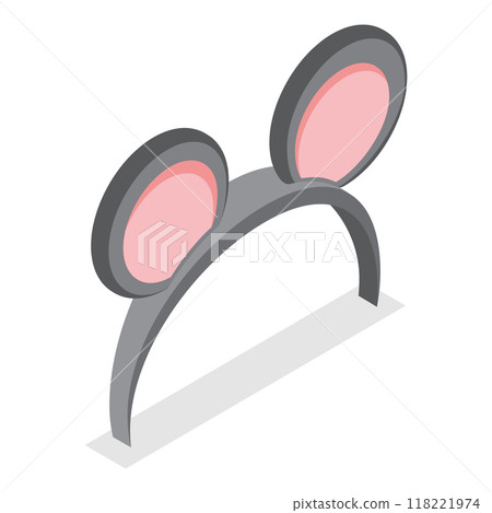3D Isometric Flat Vector Set of Animals Ears Costumes, Carnival Headbands. Item 8 118221974