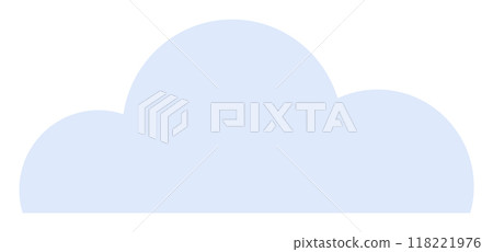 A light blue cloud shape on a white background, perfect for themes related to weather, nature, the sky, simplicity, and minimalistic design. Ideal for weather apps, nature illustrations, sky 118221976