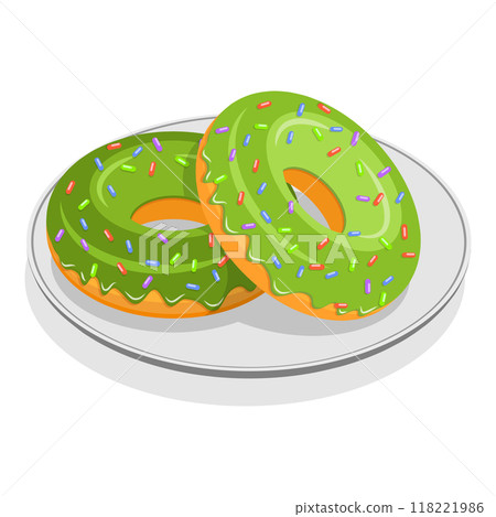 3D Isometric Flat Vector Illustration of Organic Japanese Food, Different Tasty Matcha Meals. Item 3 3D Isometric Flat Vector Illustration of Organic Japanese Food, Different Tasty Matcha Meals. Item 3 118221986