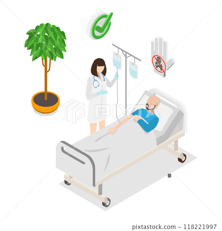 3D Isometric Flat Vector Illustration of Drug Or Alcohol Addiction, Life-threatening Condition. Item 1 118221997