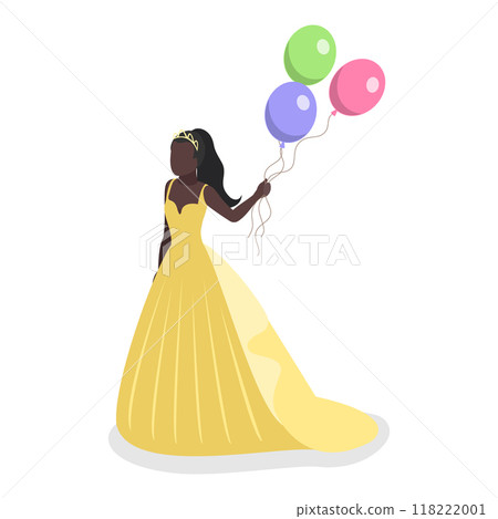 3D Isometric Flat Vector Set of Princess Characters, Beautiful Girlish Dress. Item 3 3D Isometric Flat Vector Set of Princess Characters, Beautiful Girlish Dress. Item 3 118222001