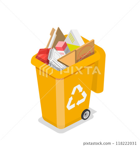 3D Isometric Flat Vector Illustration of Waste Management, Sorting Garbage. Item 7 118222031