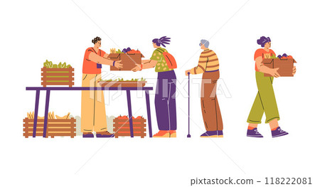Foodsharing vector illustration of community members 118222081