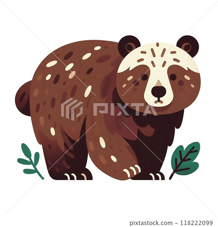 Cute bear, flat style illustration, character, white background 118222099