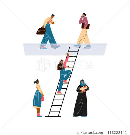 Vector illustration of the professional inequality between successful men and unsuccessful women 118222141