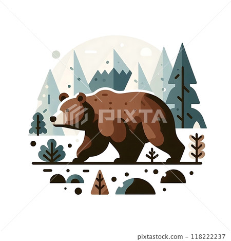 Cute bear, flat style illustration, character, white background 118222237